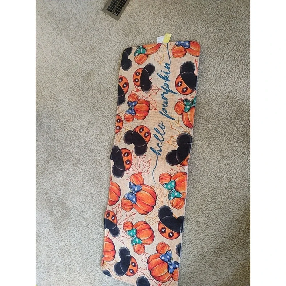Disney Mickey Minnie Mouse Hello Pumpkin Halloween Fall Runner Rug Mat